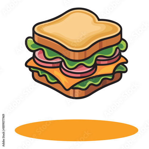 Wallpaper Mural Cartoon Sandwich Vector Illustration,Colorful Sandwich Icon Isolated on White,Tasty Sandwich Cartoon Style Vector,Delicious Sandwich Clipart Illustration, Torontodigital.ca