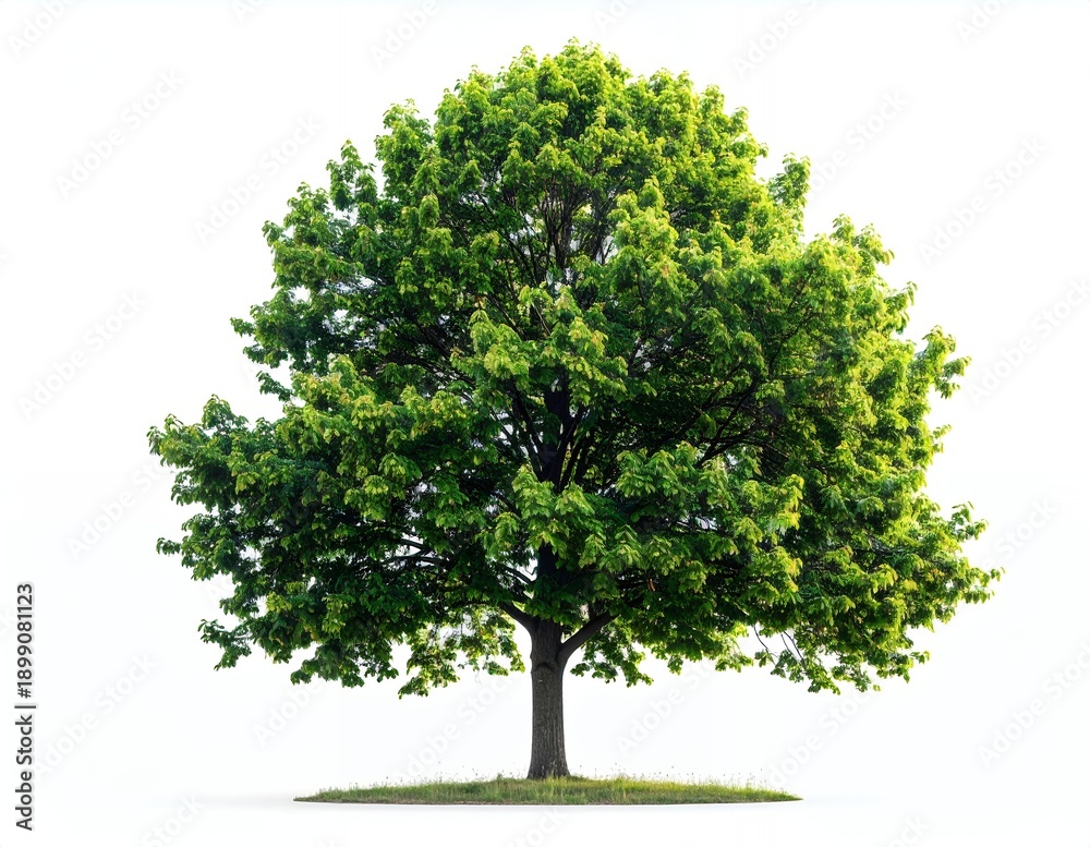 Fototapeta premium Vibrant Green Tree Isolated on White Background.
