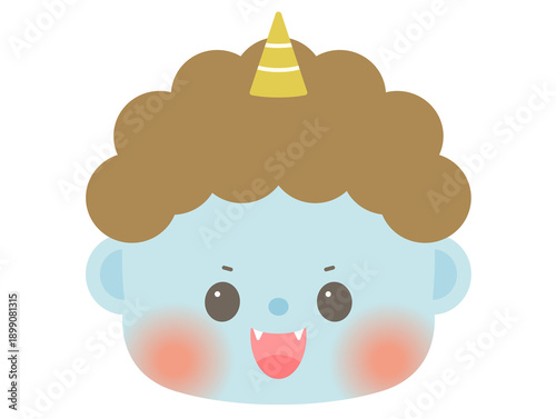 かわいい節分のイラスト_青鬼 顔