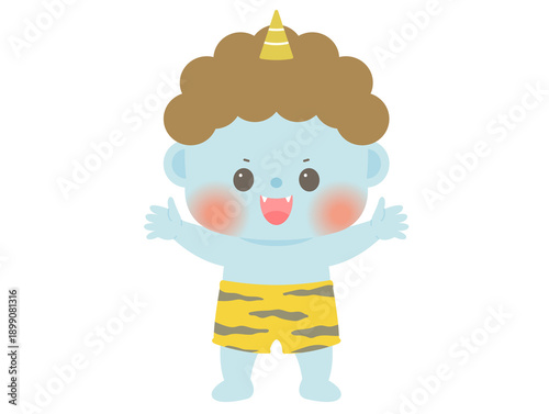 かわいい節分のイラスト_青鬼 全身
