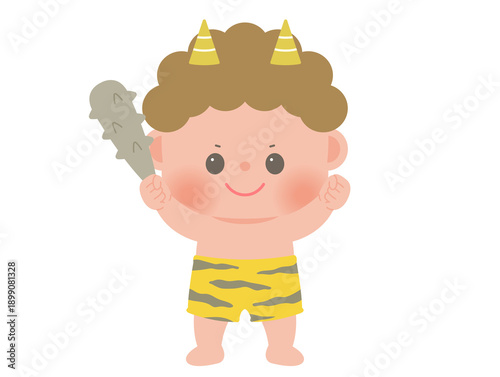 かわいい節分のイラスト_赤鬼 全身