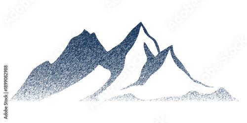 Vector sketch mountain landscape, hatching, imitation of a pencil drawing