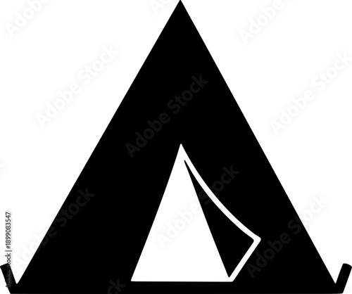 Camping tent icon for outdoor adventure isolated on transparent background