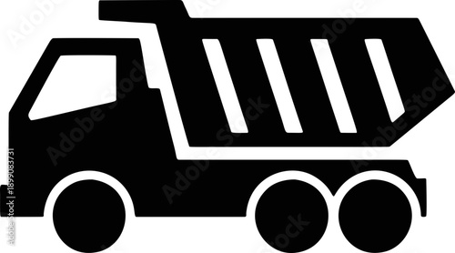 Dump truck silhouette icon isolated on transparent background for construction transport