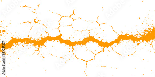 A vibrant watercolor illustration features orange and yellow paint splashes with a grunge ink texture, creating a vector art backdrop of liquid splats and colorful stains on a paper pattern