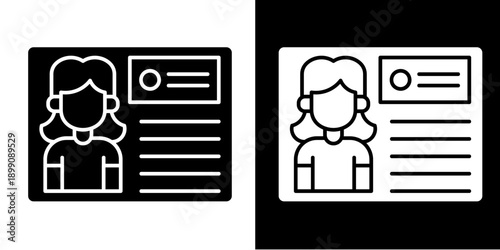 Profile Document Icon Set White Glyph Style Collection