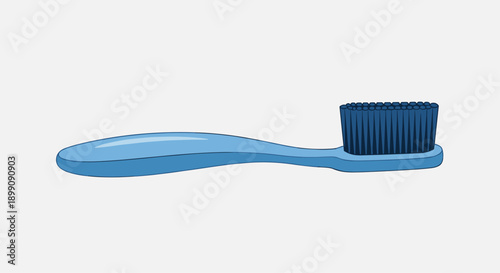Blue Plastic Toothbrush with Dark Blue Bristles Lying Horizontally Isolated on a Plain Grey Background for Dental Hygiene and Oral Care Concepts
