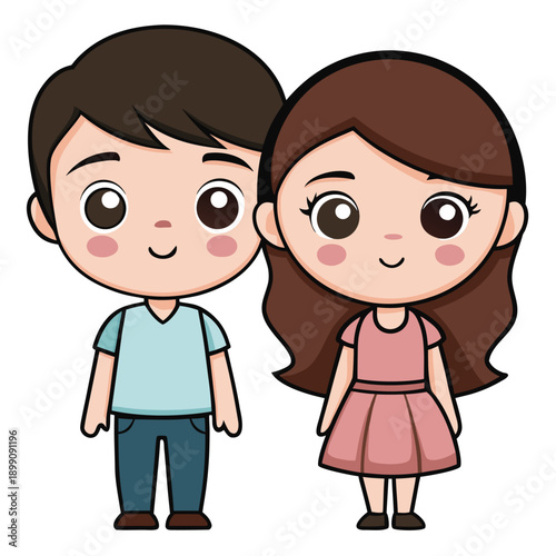 Mother spending time with son daughter and baby cartoon family illustration