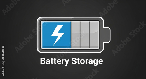 Battery storage icon with lightning bolt symbol indicating power.
