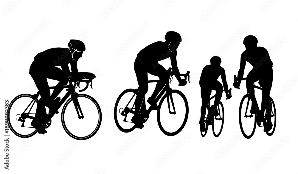 Obraz premium Bicycle Racing Cyclist Silhouette Collection Training and Competition Vector