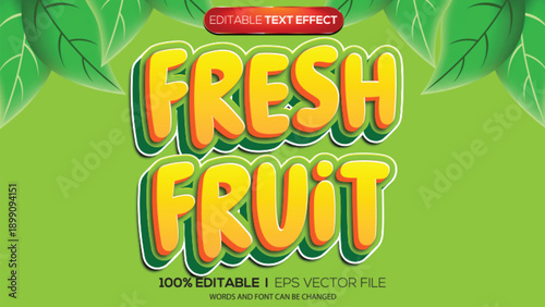 3D text effect fresh fruit theme