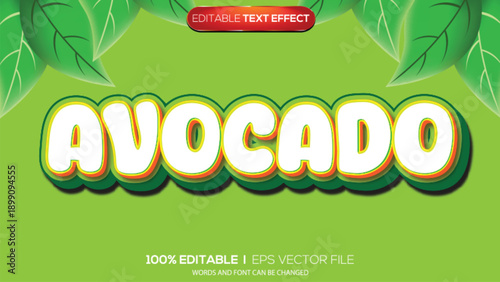 3D text effect avocado theme