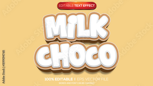 3D text effect milk choco theme
