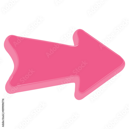 3D Right Arrow Icon in Pink Color for Navigation, Forward Action, UI UX and App Interface Design – Transparent Background