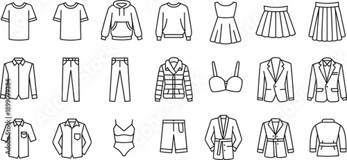 Clothing silhouette vector, fashion apparel illustration, casual wear icon, formal outfit artwork, garment design graphic, black white wardrobe element drawing