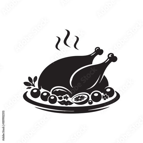 Roasted chicken icon vector illustration