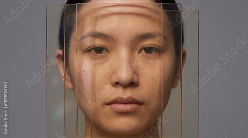Conceptual human identity and perception portraits with glass distortion