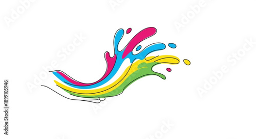 Vibrant paint splash illustration with whisk colorful artistic design element dynamic creative concept