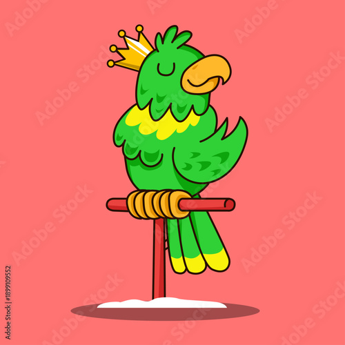 Crowned Green Parrot on a Perch