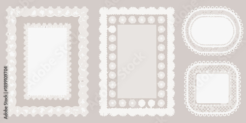 Collection of ornate vintage style lace frames in varying shapes