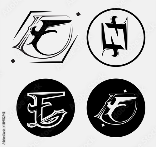 Ornate Letter F Monogram Logo Collection
