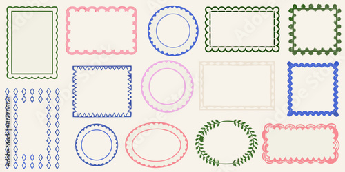 Collection of decorative frames and borders in various shapes and colors