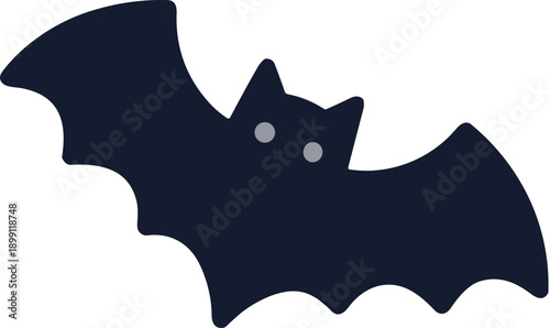 Simple Flat Flying Bat Illustration Dark Spooky Night Creature Clip Art