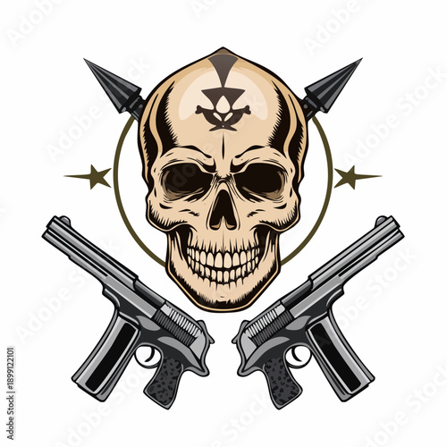 Skull and Guns: Edgy Symbol of Rebellion and Power with a hint of Danger