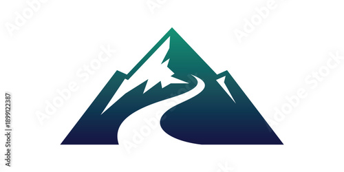  mountain and winding roads logo design, highways, rivers and streams vector illustration