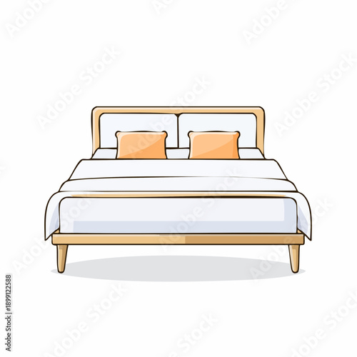 Stylized illustration of a comfortable bed with pillows and duvet cover
