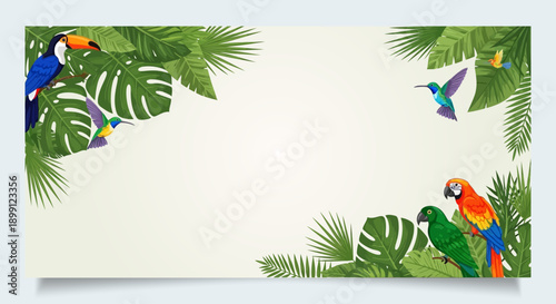 Tropical Wildlife Banner Illustration for World Wildlife Day