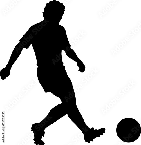 Male Soccer Player Silhouette Performing Side Foot Pass with Ball
