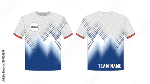 Esports Jersey Template with Blue and White Geometric Gradient Design