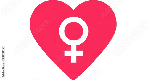 Female gender symbol in heart shape pink icon vector illustration