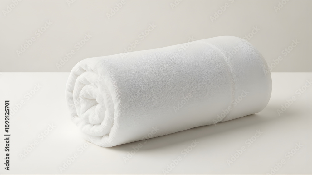 Obraz premium Rolled white bed linen towel isolated on white background. Clean and fresh textile suitable for bedroom, hotel, spa, wellness, and hospitality concepts.