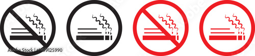 No smoking sign icon set. Public safety symbols.High-quality no smoking icon set. Transparent background design asset for public facilities.
