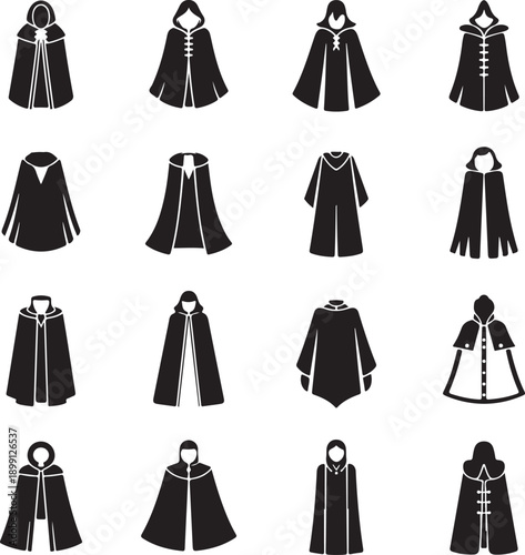 cloak vector set medieval robe silhouettes for concept art