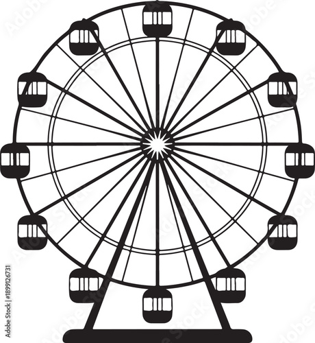 ferris wheel technical drawing geometric spokes cabins engineering