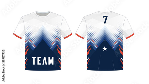 Athletic Team T-Shirt Mockup with Modern Geometric Graphics