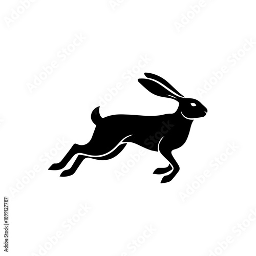 Running Hare Silhouette Illustration Depicting Speed and Agility in a Simple yet Dynamic Vector Art Form
