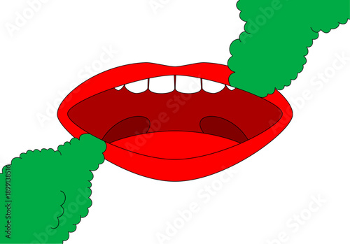 illustration of a mouth smells bad