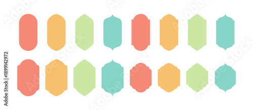Windows islamic vector set. Ornament windows muslim mosque shape.