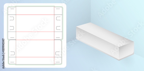 Die Cut Box Packaging Template Without Glue, Flat Fold Carton Design Suitable for product packaging, food boxes, gift boxes, and retail packaging. Clean and minimalist design ideal for commercial use