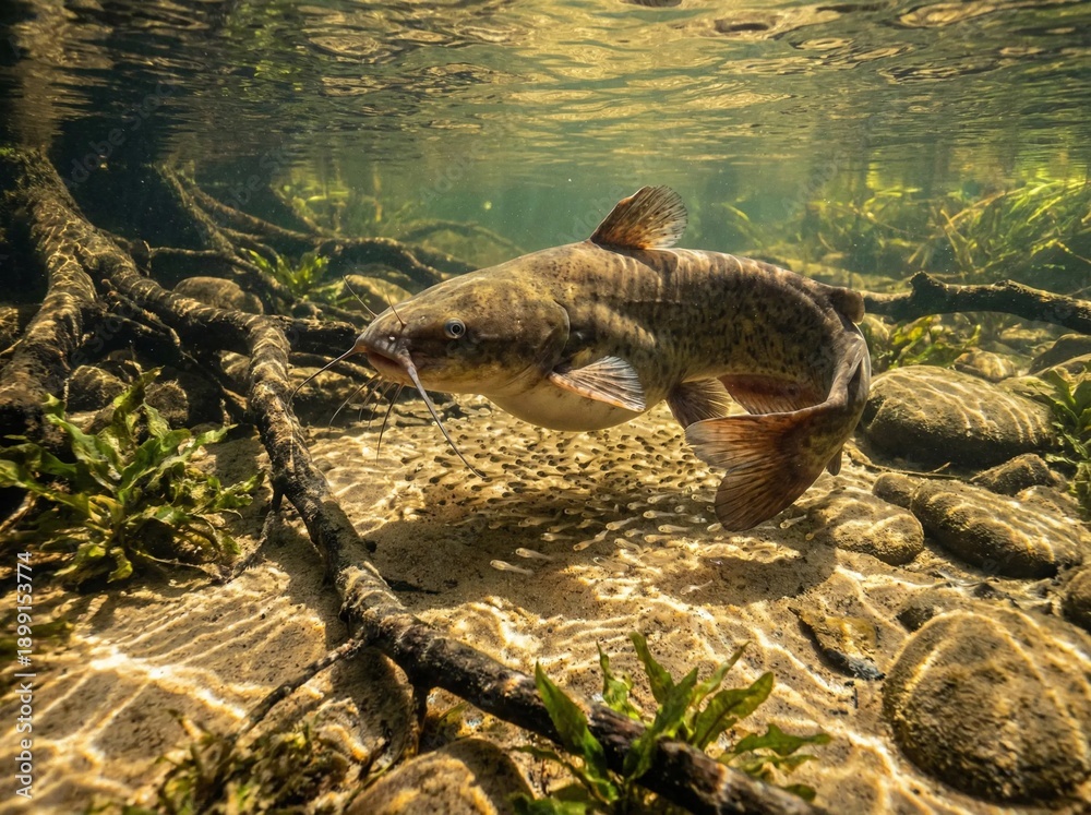 Fototapeta premium fish lele swimming in the lake