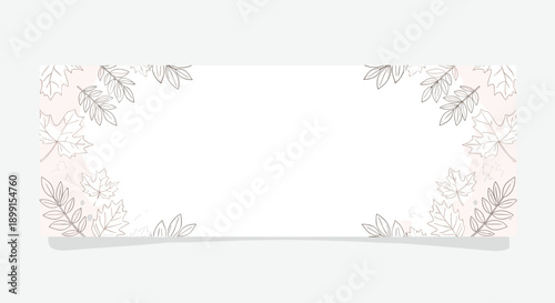 Minimalist horizontal banner template featuring a faint botanical leaf border in the corners for web design or social media headers.