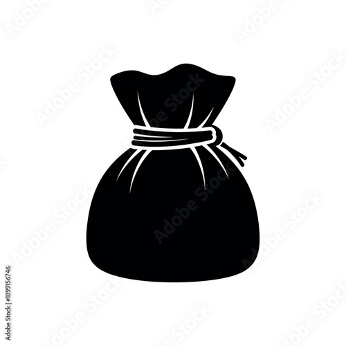 Money Bag Icon Black and White.