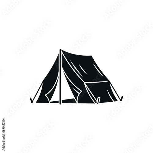 Simple black tent for camping and outdoor adventures.