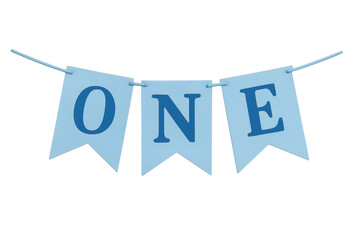 Blue one bunting banner celebrating first birthday