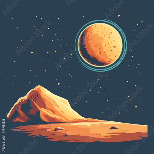 Mars & earth vector illustration , vector style simple color