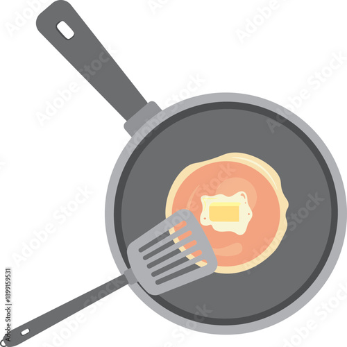 Frying Pan with Melted Butter.